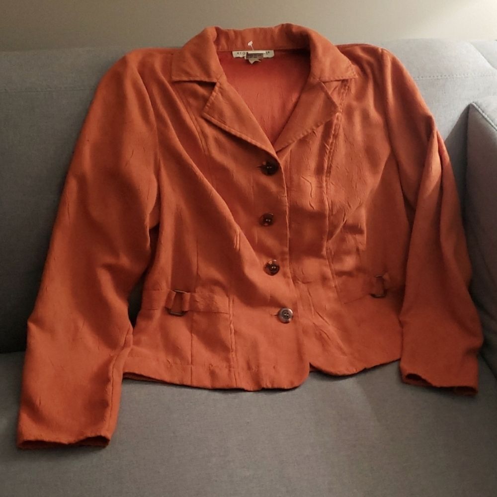 Lightweight orange comfy Requirements jacket size large orange blazer embossed - Picture 14 of 16